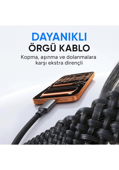 Juo 100w Type-c To Type-c Hızlı Şarj Kablosu Apple Watch Uyumlu Manyetik Şarj Özellikli 2'si 1 Arada Kablo 1.2 Metre