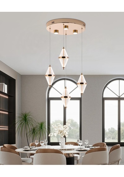 Harold 4'lü 24 Watt Yuvarlak Gold Ledli Modern Salon Avize Gold