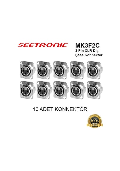 Seetronic Mk3F2C 3 Pin Xlr Dişi Şase Konnektör 10 Lu