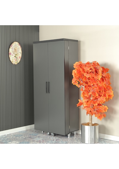 Pasific Home Guzzo Tekerlekli Kiler Çok Amaçlı Erzak Dolabı 80 cm Antrasit