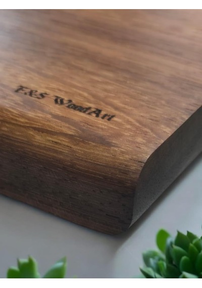 Iroko Tek Parça - Yekpare - Masif Doğal Ağaç Ahşap Büyük Boy 40 X 27,5 Cm Kesme Tahtası Çok Renkli