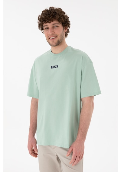 U.S. Polo Assn. Erkek Oversize Fit Bisiklet Yaka Su Yeşili Tişört 50305923-VR048