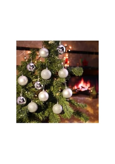 Yenigeldi 12 Adet Gümüş 6 Cm Yılbaşı Topu, Adet Noel Topu, Çam Ağacı Topu, Süs Topu