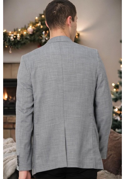 C9058 Dewberry Erkek Ceket-düz Gri