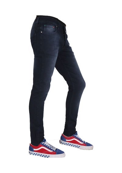 Erkek Denim Jeans Dar Paça Kot Pantolon Spor Giyim Lacivert Koyu Lacivert