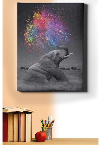 Webstyle Sayılarla Boyama Seti Kasnaklı Filin Renkli Düşü 40 X 50 Cm