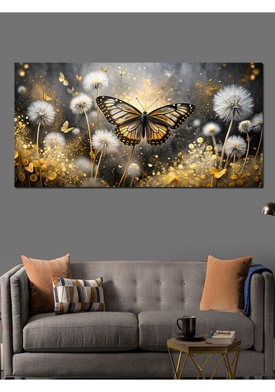 Kanvas Tablo Papatya Ve Kelebek