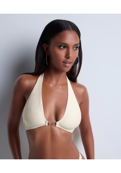 Aubade Shimmering Waters Üçgen Bikini Üstü, Parlak Lurex Kumaş, Altın Detaylı, Ayarlanabilir Bej Aubade Shimmering Waters Üçgen Bikini Üstü, Parlak Lurex Kumaş, Altın Detaylı, Ayarlanabilir Bej
