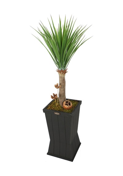 Yapay Çiçek Deposu Ahşap Saksıda Yapay Trpoikal Yucca Ağacı 125 Cm