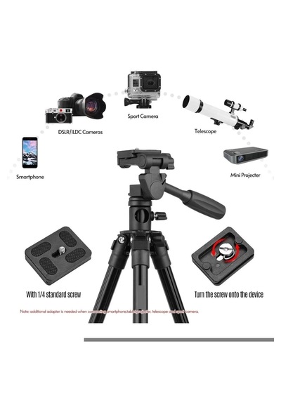 T02 Profesyonel Tripod Çok Fonksiyonlu 360 Döner Başlık Alüminyum Gövde 154 Cm Taşıma Çantalı 1 ADET