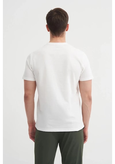 Cazador Bisiklet Yaka Slim Fit Pamuklu Tişört Ekru
