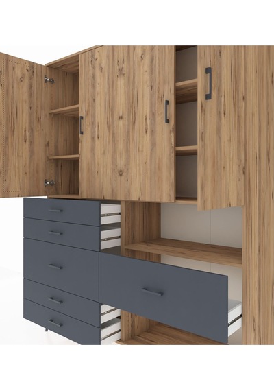 Hyperion Gardrop 7 Raflı 6 Çekmeceli 4 Kapaklı 176x44x221 Çam-çam/antrasit Çam/antrasit Hyperion Gardrop 7 Raflı 6 Çekmeceli 4 Kapaklı 176x44x221 Çam-çam/antrasit Çam/antrasit