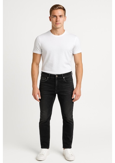 Erkek Slim Fit Dar Paça Esnek Likralı Denim Jeans Kot Pantolon - 7408 Koyu Gri