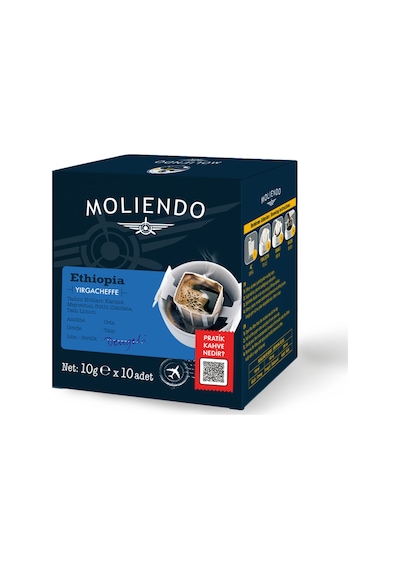 Moliendo Ethiopia Yirgacheffe Pratik Filtre Kahve 10 x 10 G