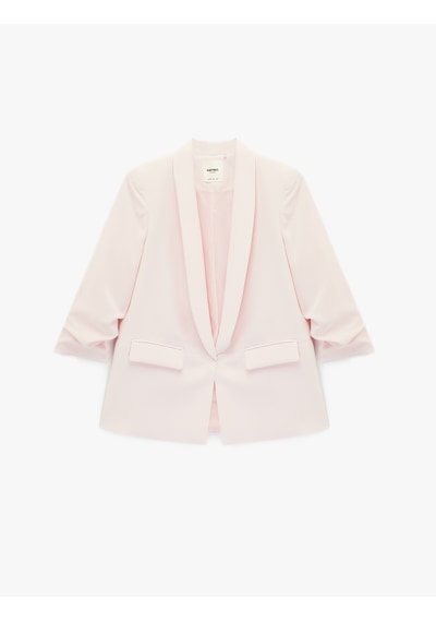 Koton Şal Yaka 3/4 Kollu Uzun Blazer Ceket Pembe 6sak50004uw Gül