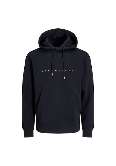 Jack & Jones Kabartma Baskılı Kapüşonlu Sweatshirt - Star 12233972 Black Koyu Siyah