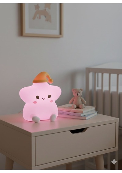 2 Li Sevgiliye Romantik Hediye Seti Slikon Yıldız Renkli Led Gece Lambası Ve 9cm Mor Kar Küresi Seti Set