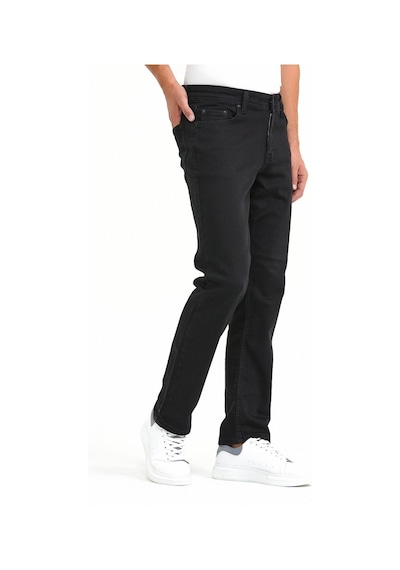 Vikingsjeans Normal Kesim Fermuarlı Geniş Paça Yüksek Bel Siyah Baba Örme Kumaş Kot Pantolon Siyah