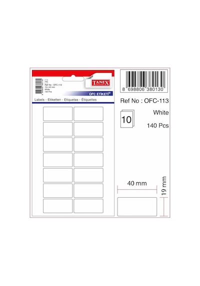 Tanex Ofc-113 Etiket 19X40 Mm