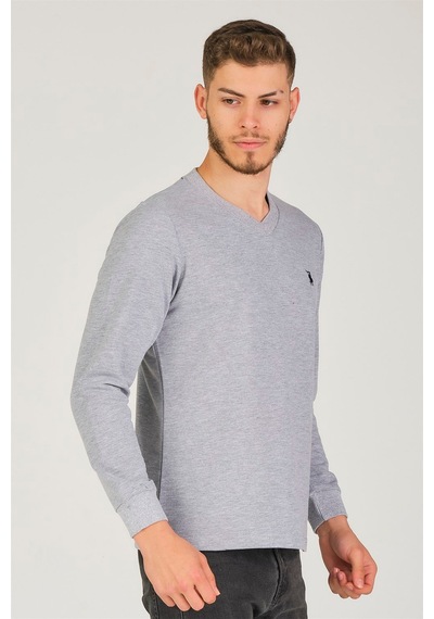 V4002 Dewberry V Yaka Erkek Sweatshırt-gri Gri