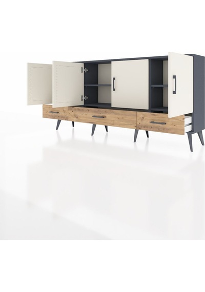 Arges Konsol 6 Raflı 3 Çekmeceli 4 Kapaklı 176x30x83 Antrasit-aytaşı/çam Aytaşı/çam Arges Konsol 6 Raflı 3 Çekmeceli 4 Kapaklı 176x30x83 Antrasit-aytaşı/çam Aytaşı/çam