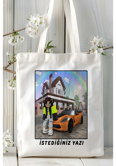 Art Hediye School Party Craft Mobil Oyun Baskılı Bez Çanta Omuz Çantası Çift Tafaflı Baskı Kişiye Özel 3 Çok Renkli
