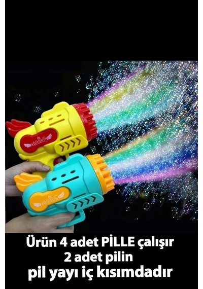 23 Delikli Pilli Köpük Baloncuk Makinesi Tabancası - Pilli Köpük Tabancası Bubble Gun Köpük Tabanca