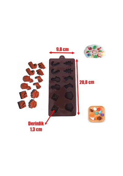 12 Göz Yılbaşı Temalı Silikon Şeker Kek Kurabiye Jöle Çikolata Kalıbı 20.8 CM x 9.8 CM