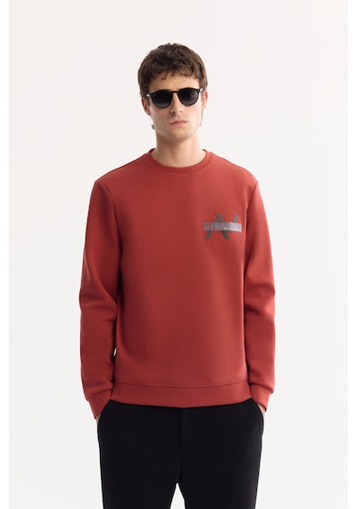 Avva Erkek Kiremit Bisiklet Yaka Pamuklu Bi-stretch Baskılı Regular Fit Sweatshirt A52y1260