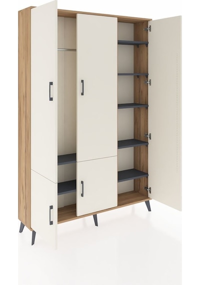 Arges Dolap 7 Raflı 5 Kapaklı Tek Askılı 132x30x195 Çam-aytaşı/antrasit Aytası/antrasıt Arges Dolap 7 Raflı 5 Kapaklı Tek Askılı 132x30x195 Çam-aytaşı/antrasit Aytası/antrasıt