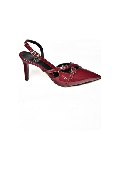 Fox Shoes S654071908 Bordo Rugan Kısa Topuklu Kadın Ayakkabı Bordo