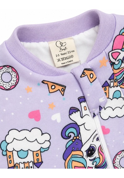 Babyhola 2.5 Tog Yorgan Gerektirmeyen Kalın Elyaf Dolgulu Çocuk Uyku Tulumu Pamuk Astarlı Unisex 6020 Açık Mor