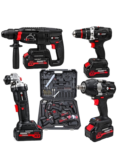 Prohummer Phm003 Blackforce Profesyonel Kömürsüz Akülü 4lü Vidalama Seti - 21v 4ah 700nm Somun Sökme, Vidalama Matkap, Kırıcı Delici Ve Avuç Taşlama