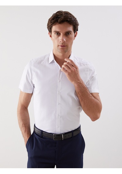 Lcw Busıness Beyaz Slim Fit Kısa Kollu Gabardin Erkek Gömlek