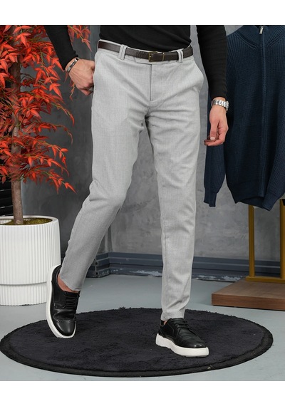Modefendi Slim Fit Kalıp Düz Kumaş Pantolon Gri