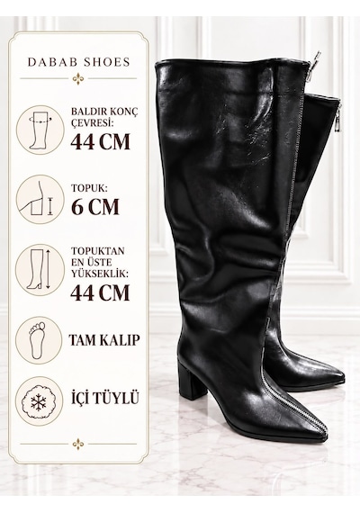 Dabab Shoes Erıca Kadın Siyah Kırışık Rugan Cilt Sivri Burun Önden Fermuarlı Geniş Baldır 6 Cm Kalın Topuklu Uzun Çizme Dabab Shoes Erıca Kadın Siyah Kırışık Rugan Cilt Sivri Burun Önden Fermuarlı Geniş Baldır 6 Cm Kalın Topuklu Uzun Çizme