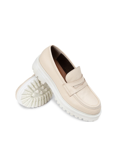 Deery Hakiki Deri Bej Kadın Loafer Ayakkabı - 01903zbeje01 Bej