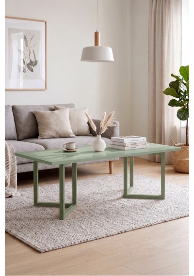 Blom Orta Sehpa Kayın Ahşap Ayaklı 120x60cm Ihlamur Yeşili Bl3-y