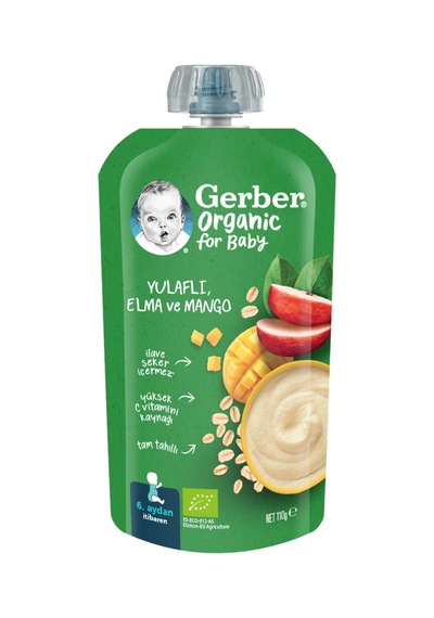 Gerber Organik Yulaflı Elma Mango Püresi 110 G - 7 Adet Tarı