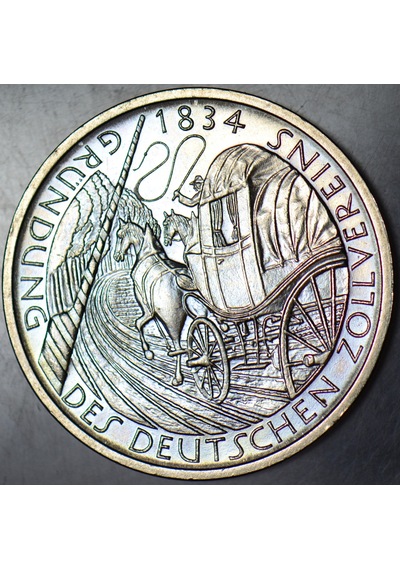 Banknoting Almanya 5 Mark 1984 D Hatıra-gümrük Birliği 150. Yılı Çil.