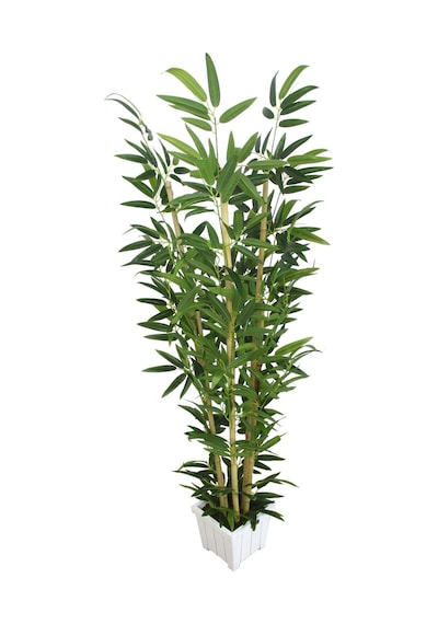 Yapay Bambu Ağacı Premium Kalite 170cm 6 Gövdeli Beyaz Saksılı