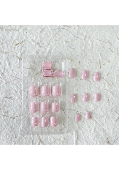 Düz Kısa Takma Tırnak Seti 24 Adet - Pembe