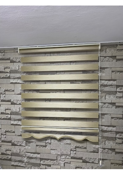 Krem Renk Bambu Zebra Perde (Etekli)