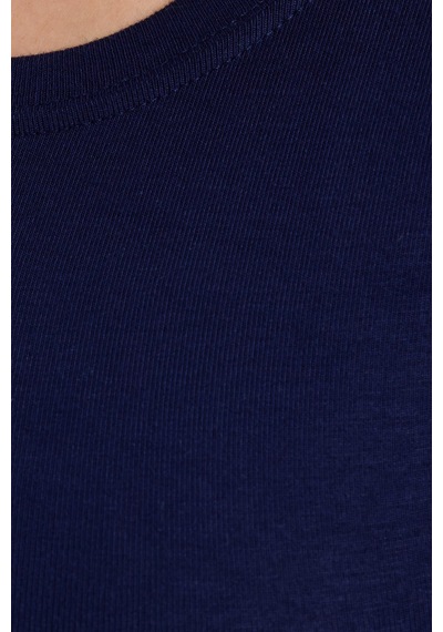 Tudors Kadın Regular Fit Klasik Kesim Bisiklet Yaka Viskon Kumaş Ultra Soft Lacivert Tişört-37795 Lacivert