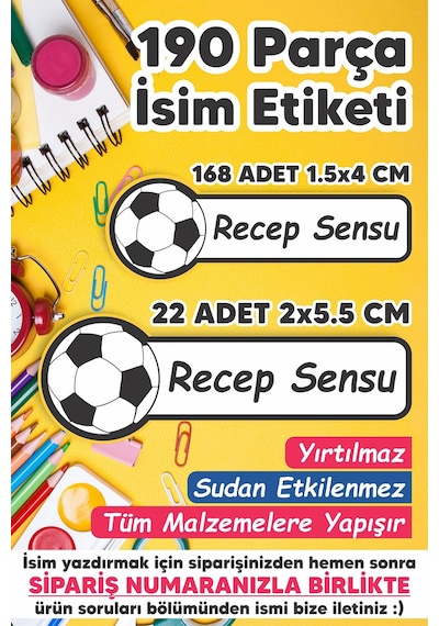 Okul Etiketi Kalem Defter Etiketi Beşiktaş Özel Isim Yazılabilen Etiket - 190 Adet