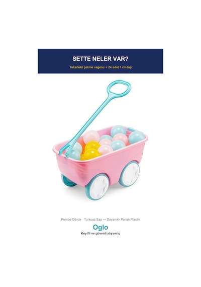 Gezgin Vagon Oyun Seti 24 Adet 7 Cm Renkli Top Pembe