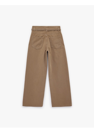 Koton Pamuklu Yüksek Bel Kemerli Geniş Paça Pantolon - Wide Leg Jeans Kahverengi 6sal40060mw Kahve Koton Pamuklu Yüksek Bel Kemerli Geniş Paça Pantolon - Wide Leg Jeans Kahverengi 6sal40060mw Kahve