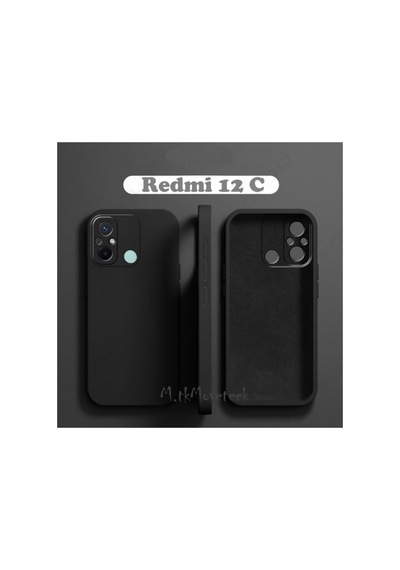Xiaomi Redmi 12c Uyumlu Kılıf Kamera Korumalı Içi Kadife Süet Yumuşak Hisli Lansman Silikon Kapak Siyah