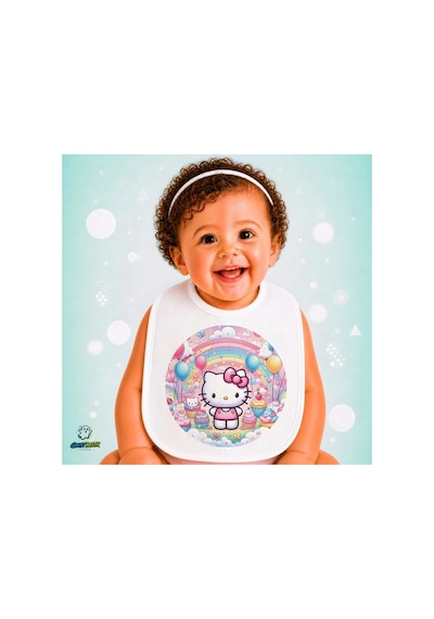 Hello Kitty Keten Bebek Mama Önlüğü Yumuşak - Emici - Yıkanabilir - Özel Tasarım P055 Çok Renkli
