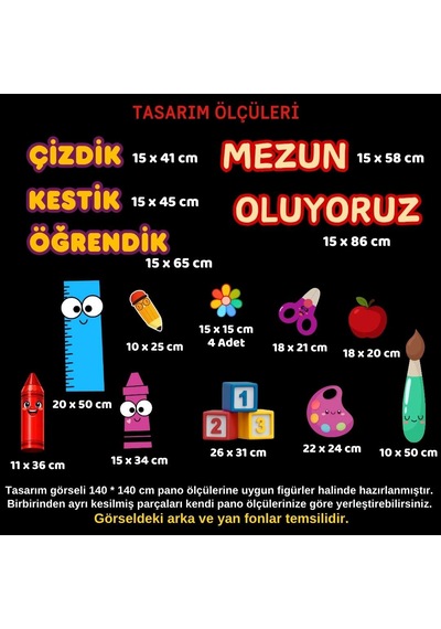 Mezuniyet Temalı Renkli Okul Panosu Figür Seti Hazır Kesim Sınıf Süsü 02 7